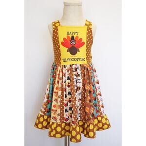 Los Angeles Boutique Thanksgiving Toddler Girls Sleeveless Ruffle Twirl Dress 3T